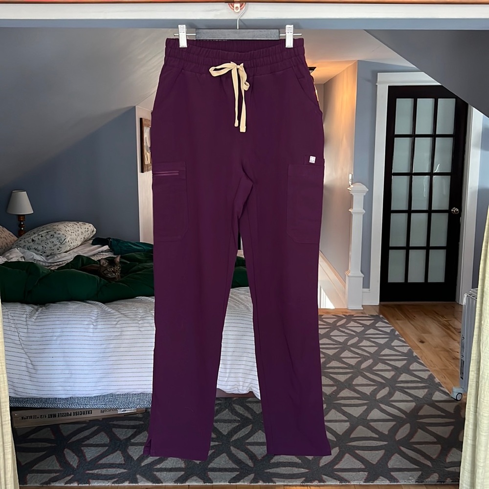Figs XS High Wasted Yola Skinny Scrub Pants Deep Purple